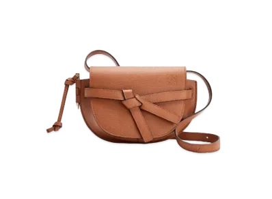 LOEWE Mini Gate Dual Bag In Pebble Grain Calfskin "Tan"