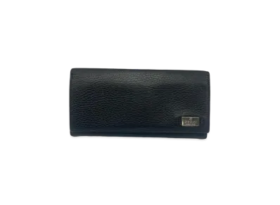 GUCCI Bi-Fold Wallet Logo Plate Leather "Black"