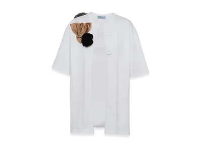 PRADA Women's Jersey Top with Appliques "White"