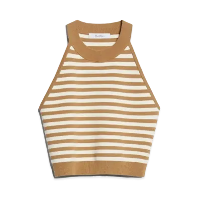 Max Mara Tenna Viscose Jacquard Knit Top "Honey"