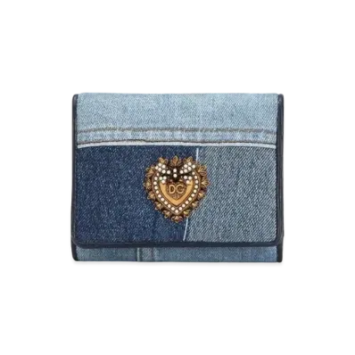 Dolce&Gabbana Devotion Continental Wallet Small Denim Patchwork "Blue"