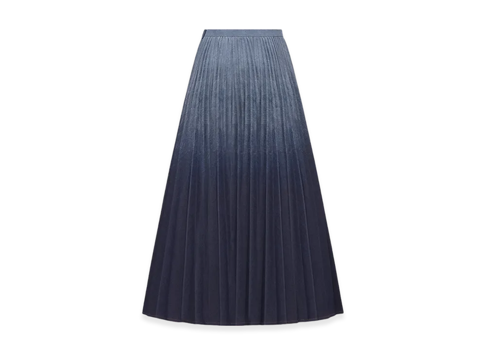 Dior Women's Pleated Mid-Length Skirt "Gradient Blue Denim"