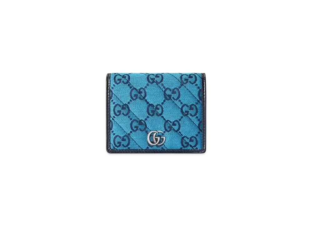 GUCCI GG Marmont Multicolor Case Wallet "Light Blue/Blue Canvas"