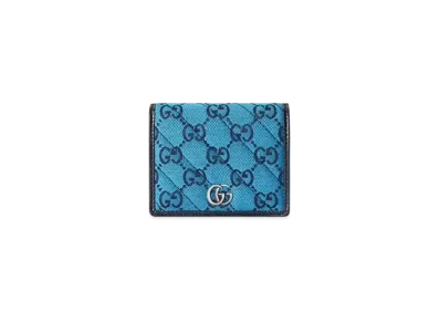 GUCCI GG Marmont Multicolor Case Wallet "Light Blue/Blue Canvas"