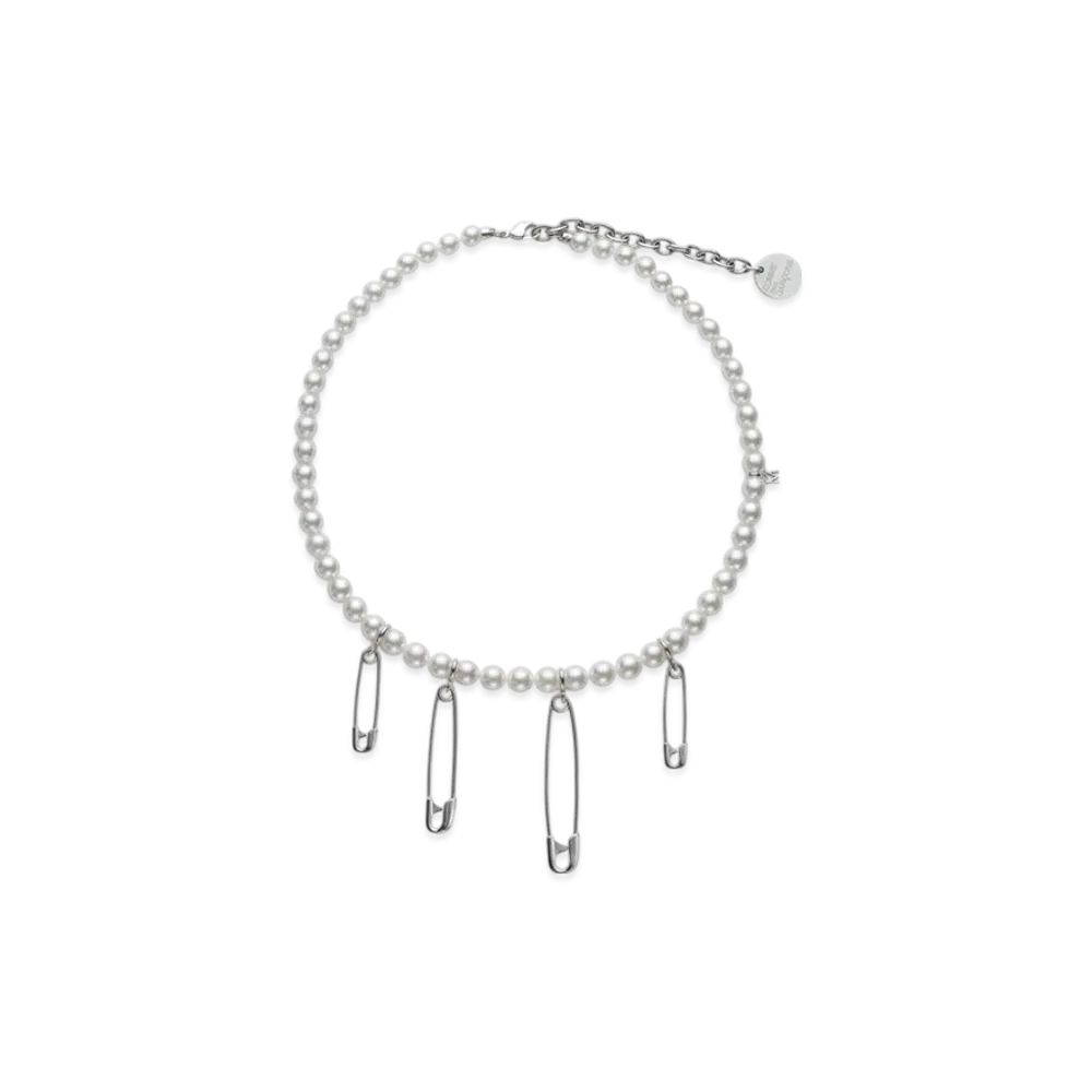 COMME des GARCONS x Mikimoto M CDG Pearl Necklace Safety Pins "Silver"