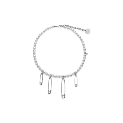 COMME des GARCONS x Mikimoto M CDG Pearl Necklace Safety Pins "Silver"