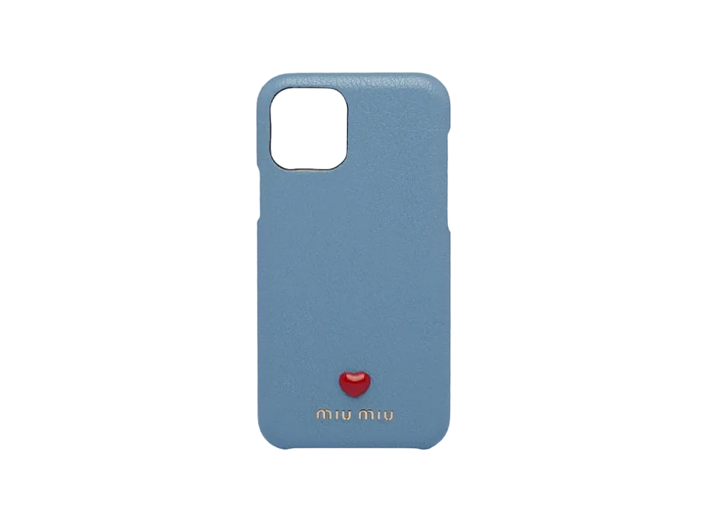 MIU MIU Madras Love Leather iPhone 11 Pro Cover "Light Blue"