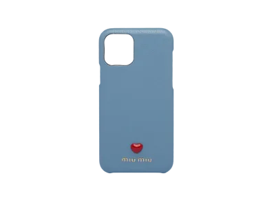 MIU MIU Madras Love Leather iPhone 11 Pro Cover "Light Blue"