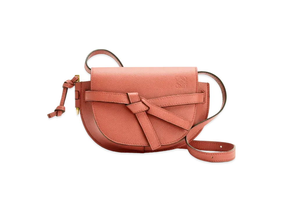 LOEWE Mini Gate Dual Bag In Pebble Grain Calfskin "Pink Tulip"
