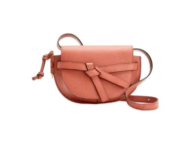 LOEWE Mini Gate Dual Bag In Pebble Grain Calfskin "Pink Tulip"