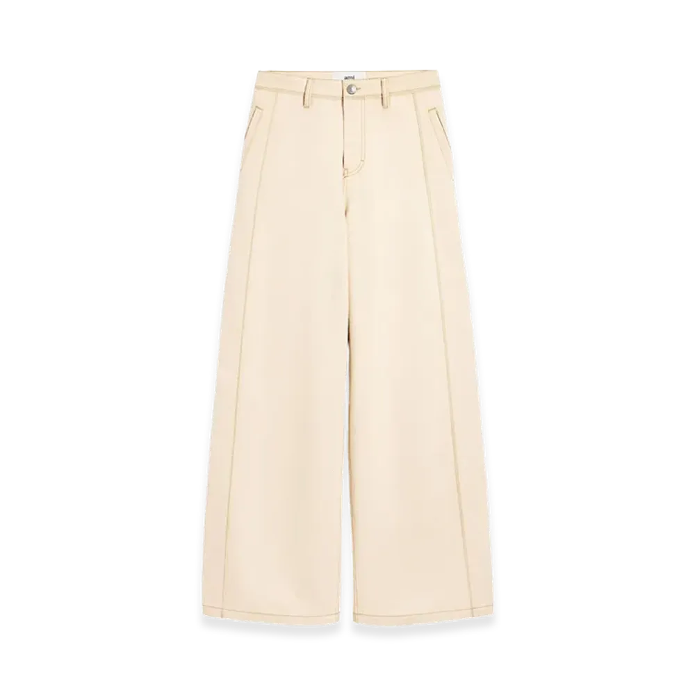 AMI PARIS Women's Denim Wide-Leg Jeans "Beige"
