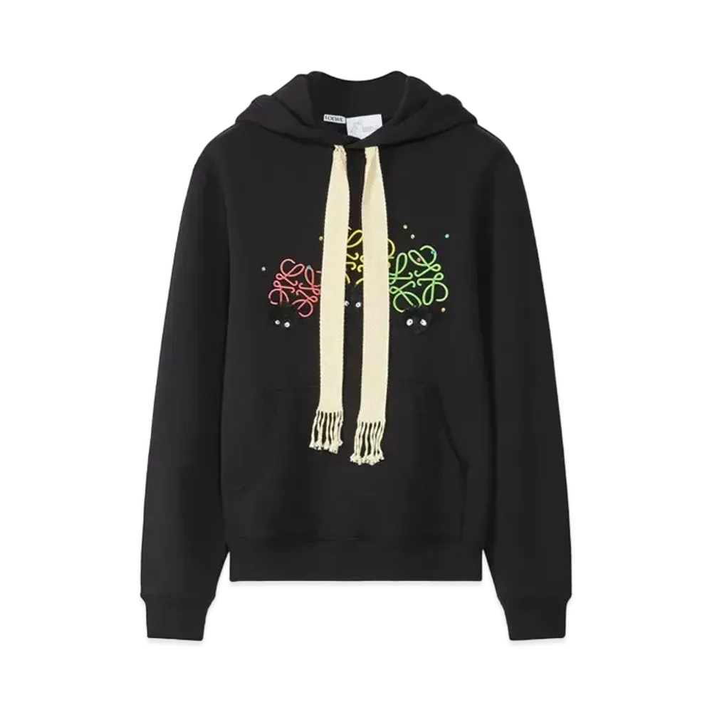 LOEWE x Spirited Away Susuwatari Anagram Hoodie In Cotton "Black"