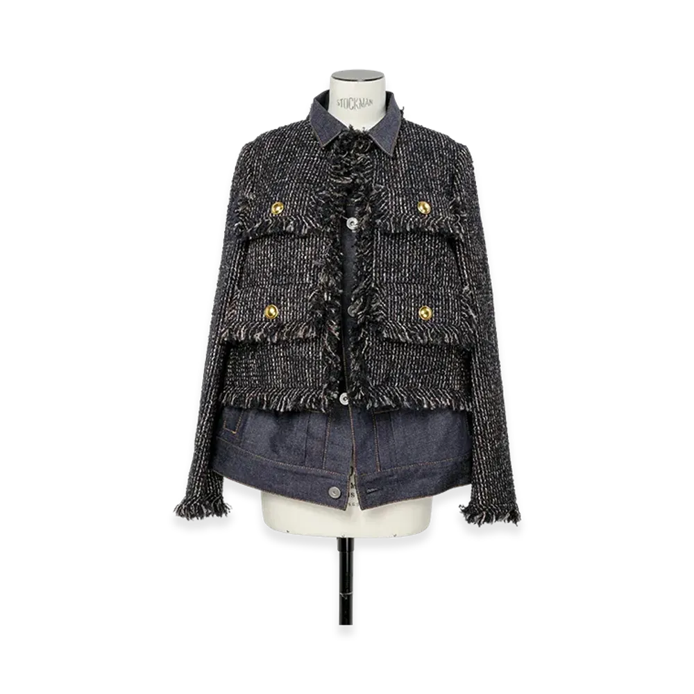sacai Tweed Jacket "Navy/Indigo"