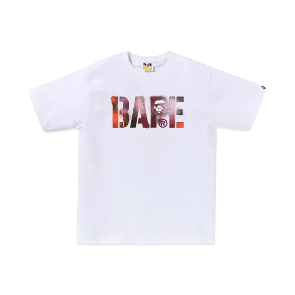 A BATHING APE Map Camo Stencil Bape Logo Tee "White/Red"
