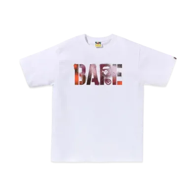 A BATHING APE Map Camo Stencil Bape Logo Tee "White/Red"
