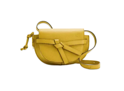 LOEWE Mini Gate Dual Bag In Pebble Grain Calfskin "Ochre"