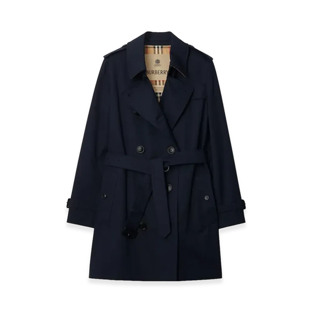 Burberry Women's Short Kensington Heritage Trench Coat "Coal Blue"
