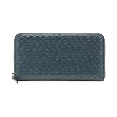 GUCCI Micro Guccissima Zip Around Long Wallet "Blue"