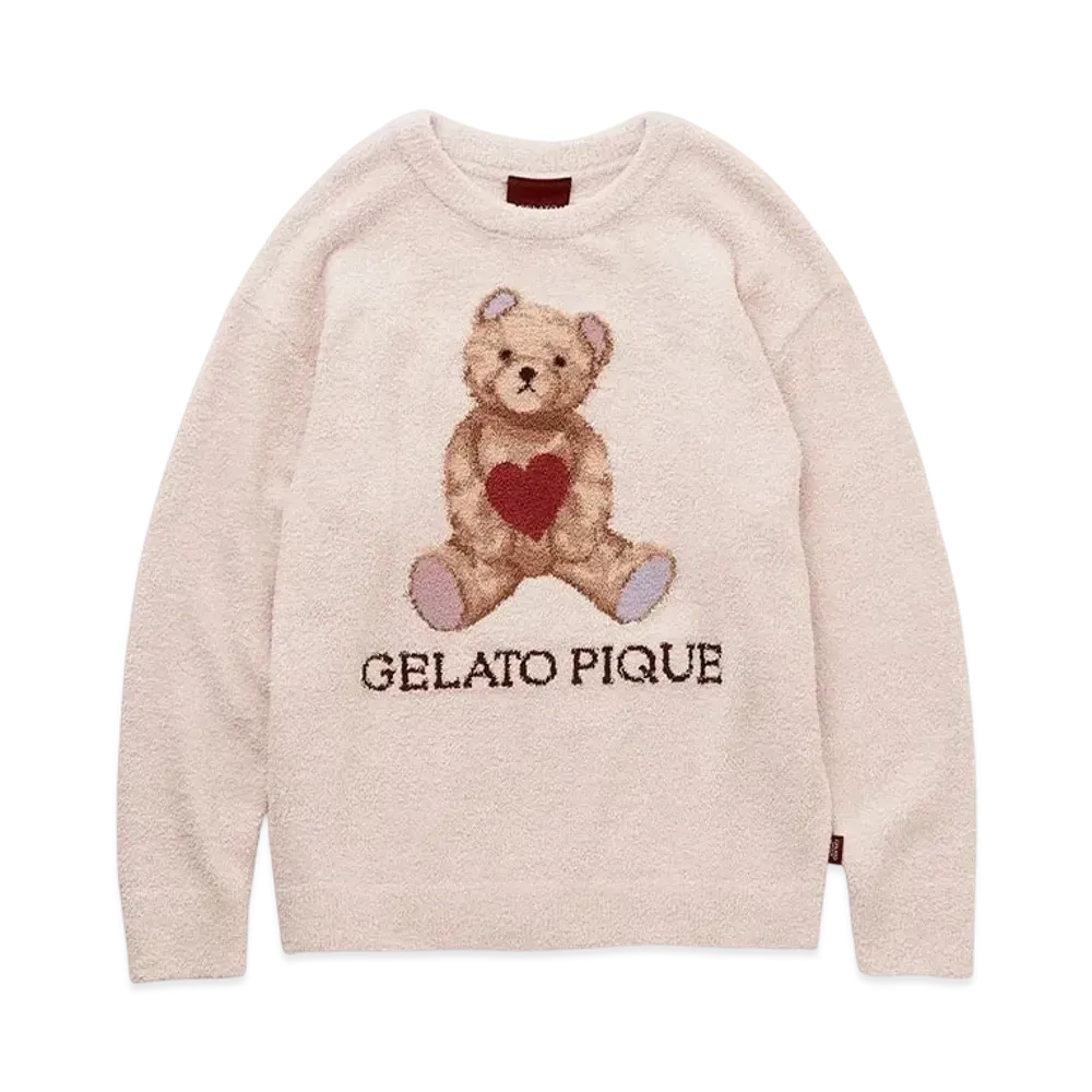 GELATO PIQUE Valentine Baby Moco Heart Bear Jacquard Pullover "Pink"