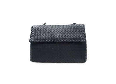 Bottega Veneta Lambskin Shoulder Bag "Dark Blue"