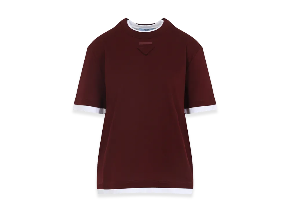 PRADA Women's Crew Neck T-Shirt "Bordeaux"