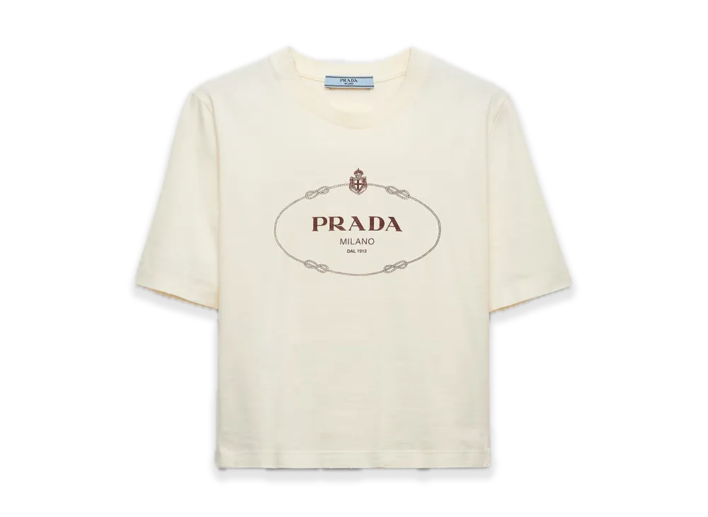PRADA Printed Jersey Tee "Clay/Bronze/Light gray"