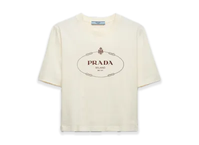 PRADA Printed Jersey Tee "Clay/Bronze/Light gray"