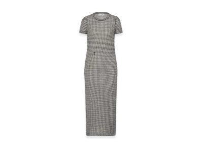 Dior Women's Regular-Fit Mid-Length Dress Houndstooth Wool Knit "Black/White"