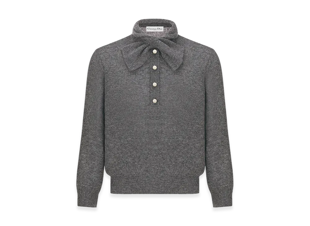 Dior Women's Tied Collar Sweater Cashmere Knit "Gray"
