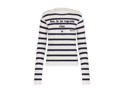 Dior Women's Mariniere Non Je Ne Regrette Rien Sweater Cashmere Knit "Ecru/Navy Blue"