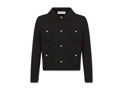 Dior Women's Cropped Jacket Technical Virgin Wool Knit "Black"