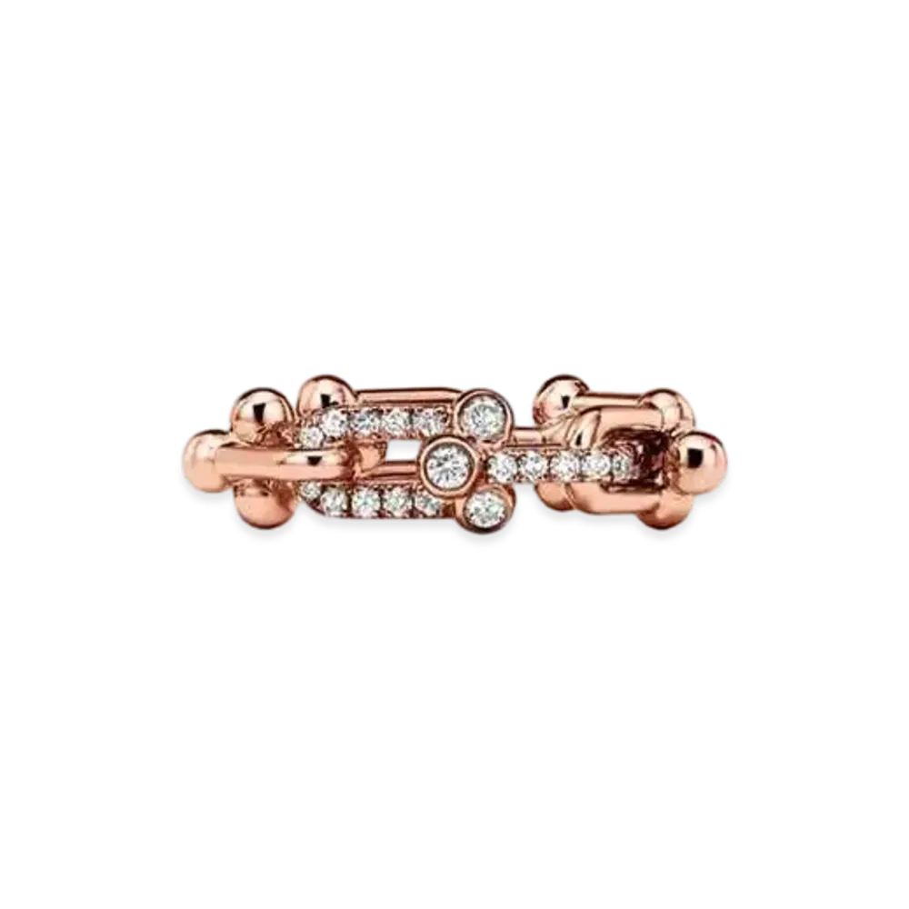 Tiffany & Co. Tiffany HardWear Small Link Ring with Diamonds 18K "Rose Gold"
