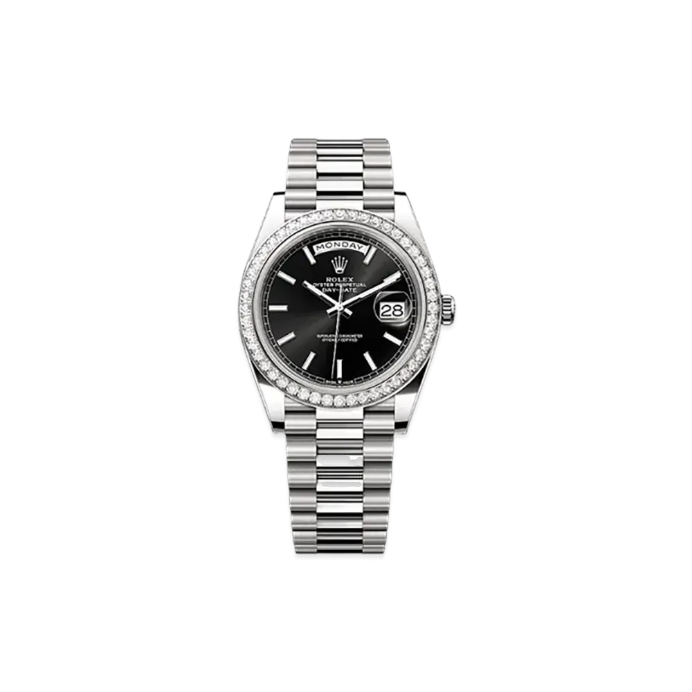 ROLEX Day-Date 40mm White Gold Diamond 228349RBR "Bright Black"