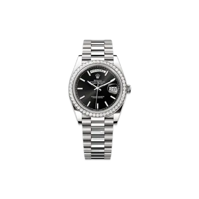 ROLEX Day-Date 40mm White Gold Diamond 228349RBR "Bright Black"