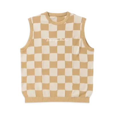 BlackEyePatch Sports Script Checkered Knit Vest "Beige"