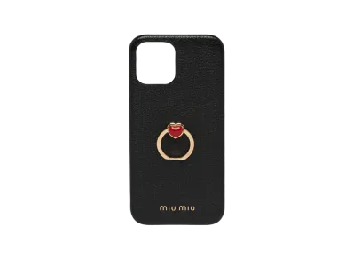 MIU MIU Madras Leather iPhone 12 Pro Max Cover "Black"