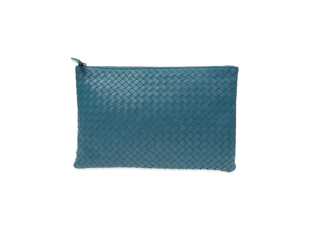 Bottega Veneta Lambskin Clutch Bag "Blue"