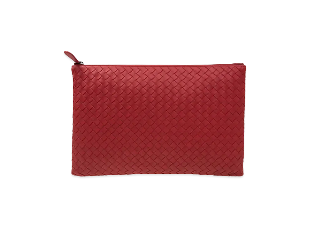 Bottega Veneta Lambskin Clutch Bag "Red"