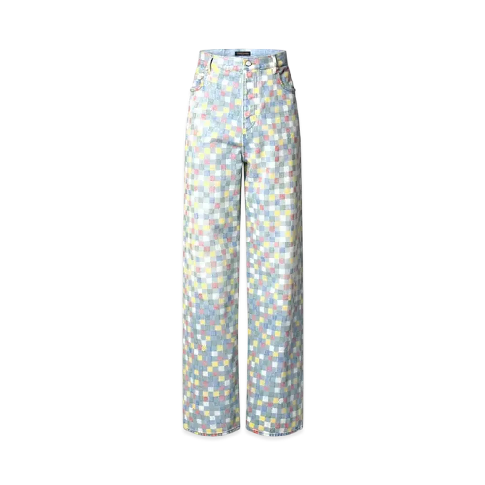 Louis Vuitton Damier Denim Wide Leg Pants "Multicolor"