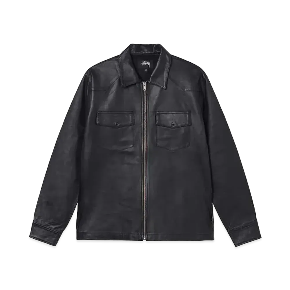 Stussy LEATHER WESTERN ZIP LS SHIRT "Black"