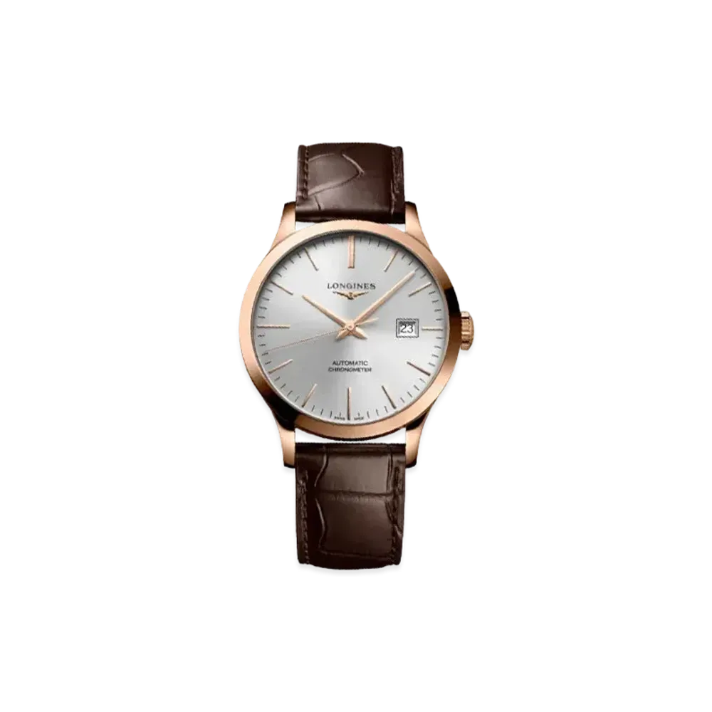 Longines Record Collection 38.50 mm "Silver Sun Ray/Pink Gold/Brown" L2.820.8.72.2