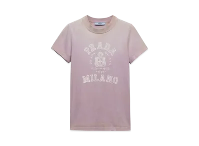 PRADA Women's Printed Jersey T-Shirt "Mauve"