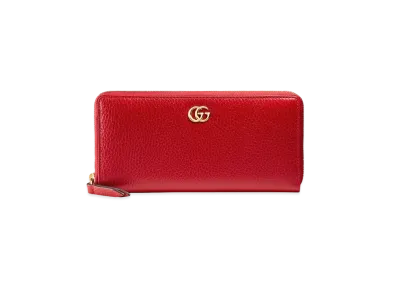 GUCCI Leather Zip Around Wallet "Hibiscus Red"