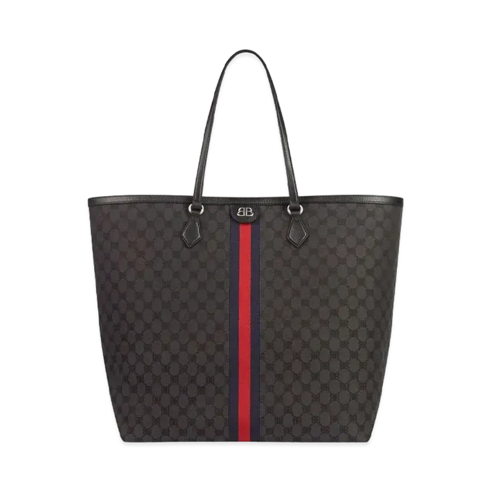 GUCCI x BALENCIAGA The Hacker Large Tote Bag Canvas Jacquard "Black"