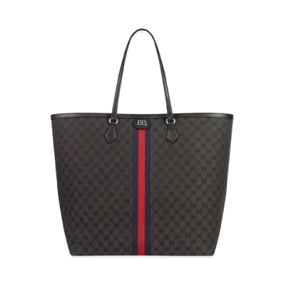 GUCCI x BALENCIAGA The Hacker Large Tote Bag Canvas Jacquard "Black"