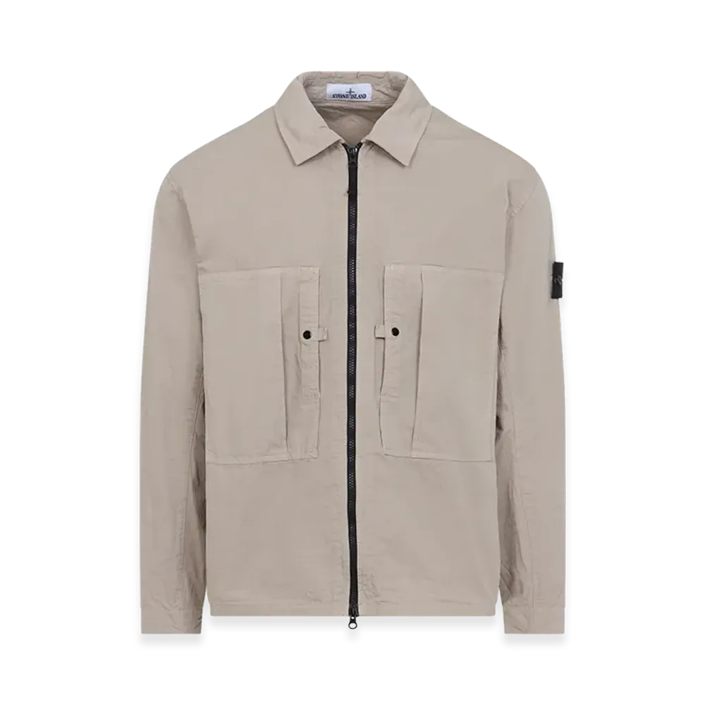 Stone Island Cotton Overshirt With Logo "Beige"