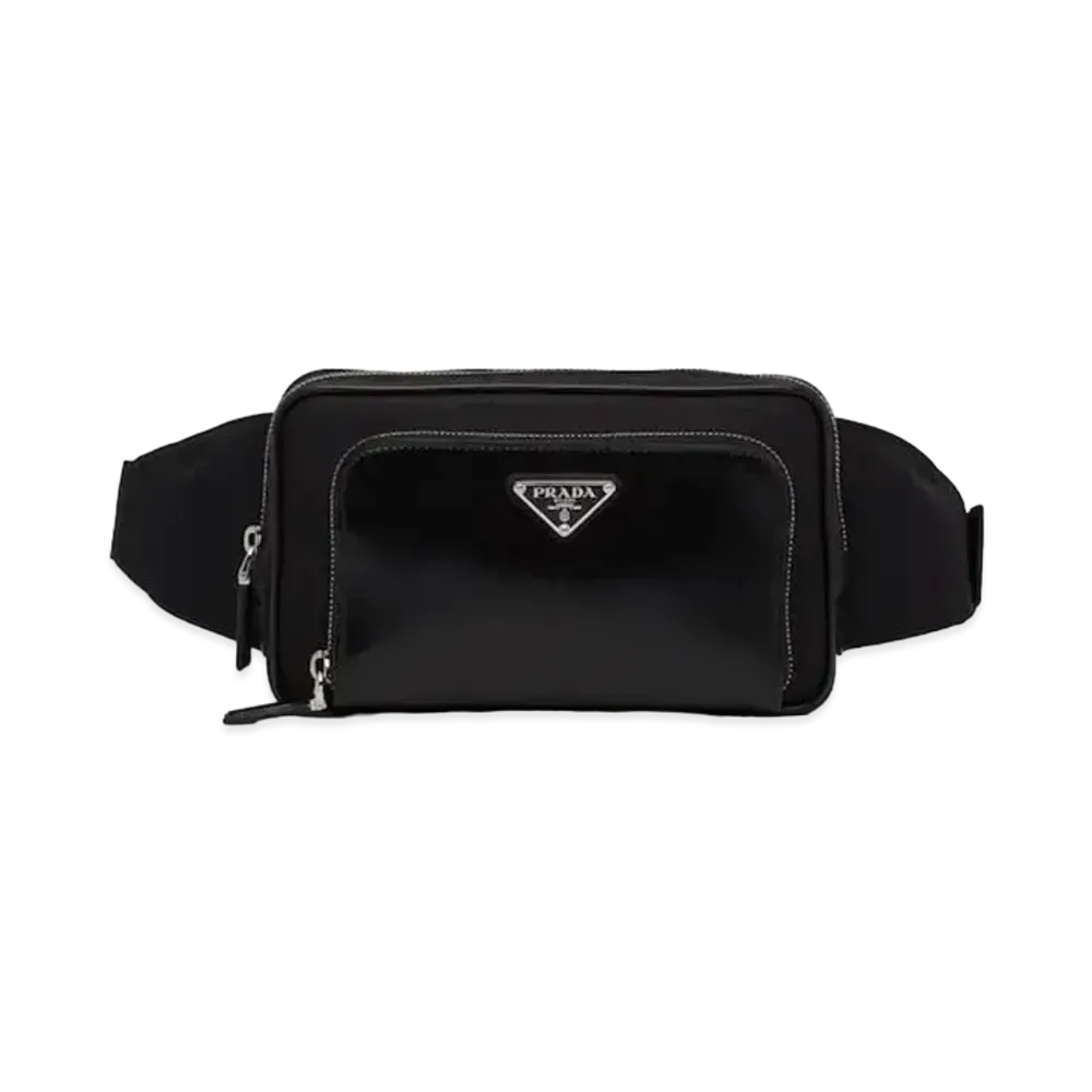 PRADA Re-Nylon And Brushed Leather Belt Bag "Black"