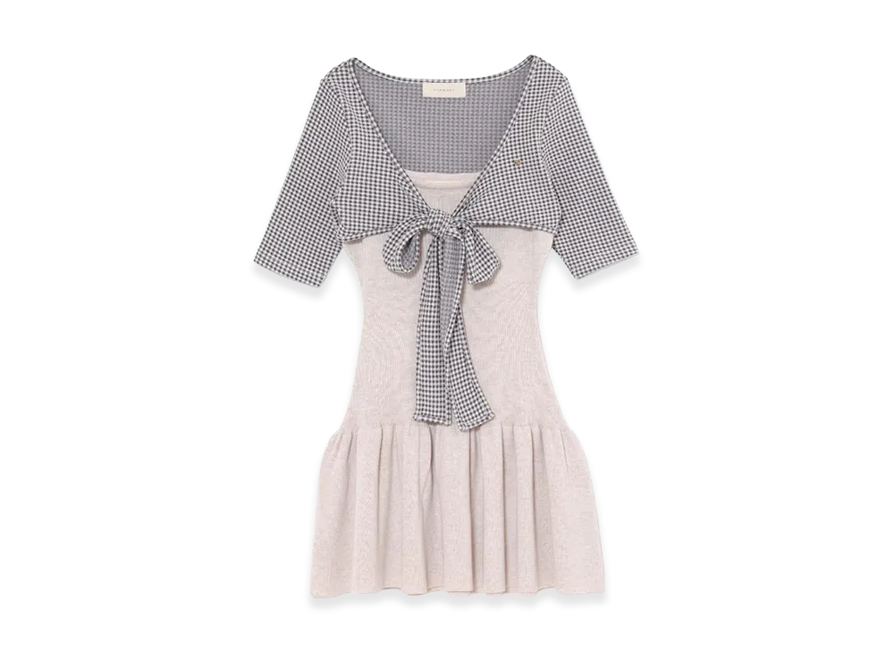ANDMARY Women's Risa Gingham Check Set Dress "Gray"