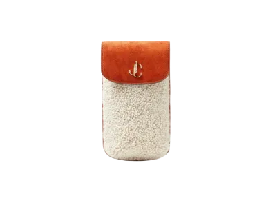 Jimmy Choo Varenne Phone Case Shearling And Suede Phone Case "Natural/Caramel"