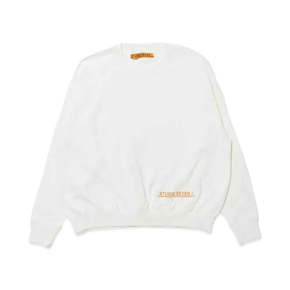 STUDIO SEVEN Cutoff Logo Crew Sweat "WHITE"